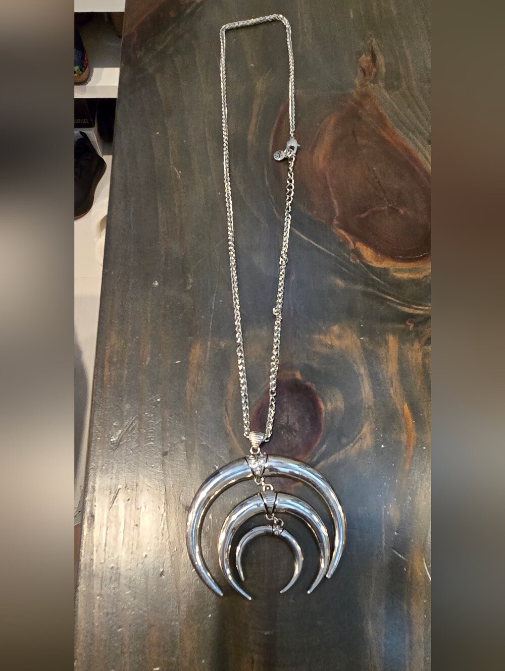 Layered Silver Crescent Necklace - Women Jewelry